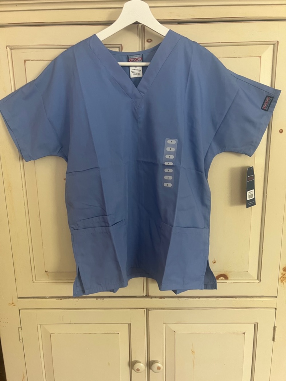Cherokee Blue V-Neck Medical Scrub Top